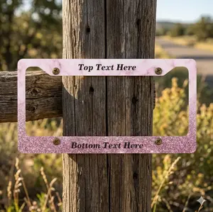 Marble Ombre Custom Text Glitter Pink License Plate Frame – Elegant & Sparkling Personalized Car Accessory, Stylish Gift for Any Occasion