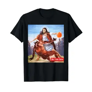 Not Today Satan Jesus Crossover Basketball Meme T-Shirt, Funny Meme Shirts, Unisex Short Sleeve Tees , Comfort Colors Shirt