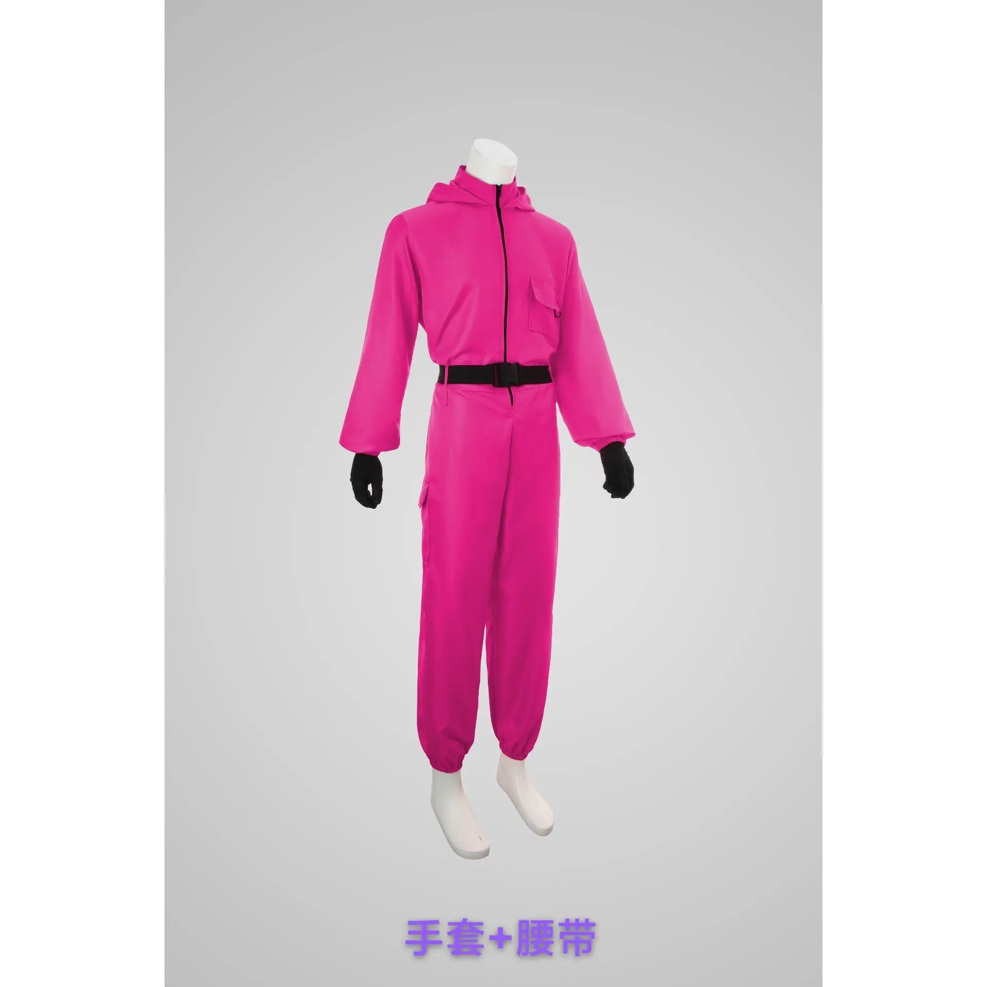 Rose red   gloves+belt