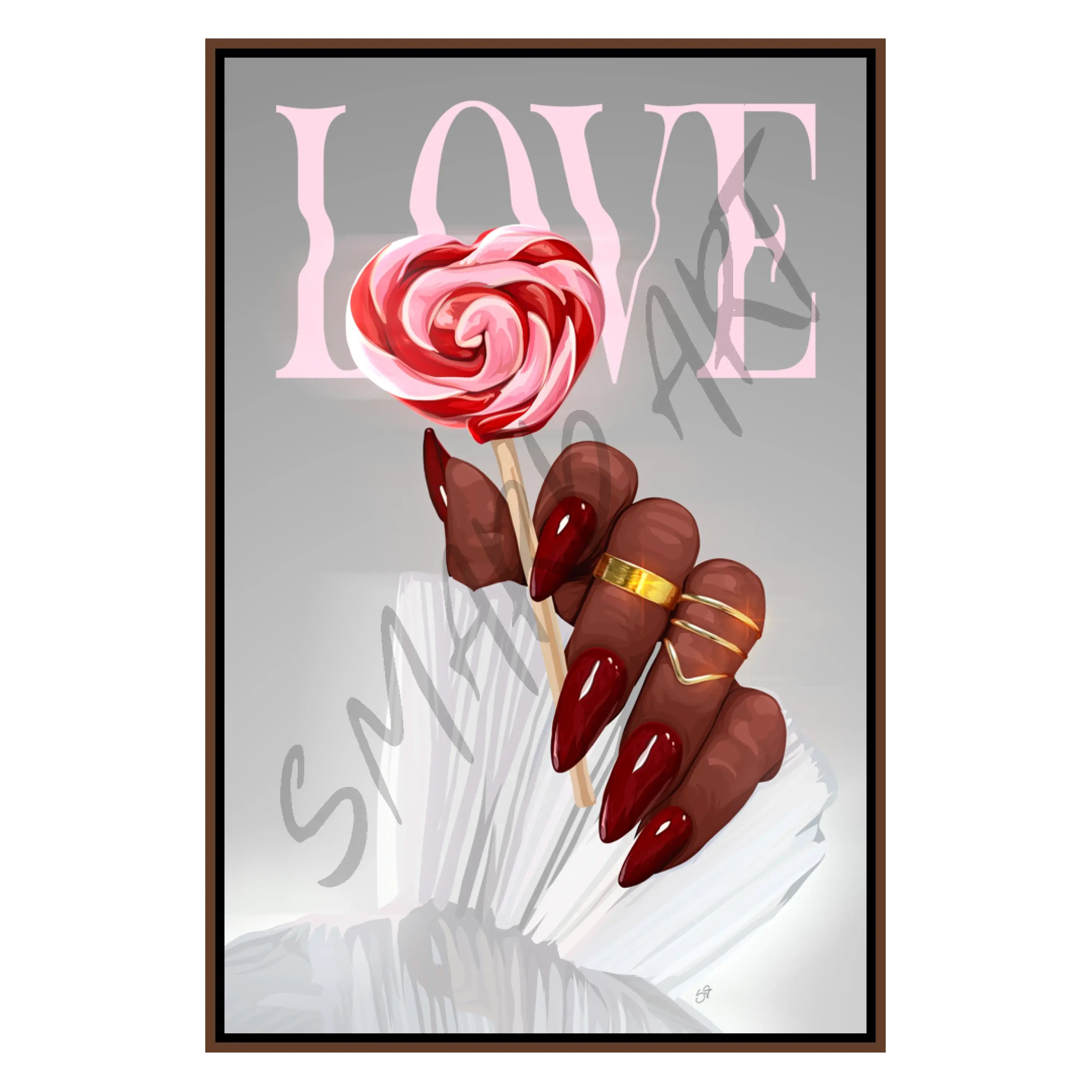 Sweetheart In Hand-Grey - Smard Black Wall Art Print/ Canvas for Home /Office Decor