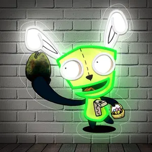 Easter Bunny LED Neon Light Decor, Cartoon Easter Style, USB Powered Dimmable, Wall Mounted, Ideal for Kids Room, Bedroom, Living Room, Office
