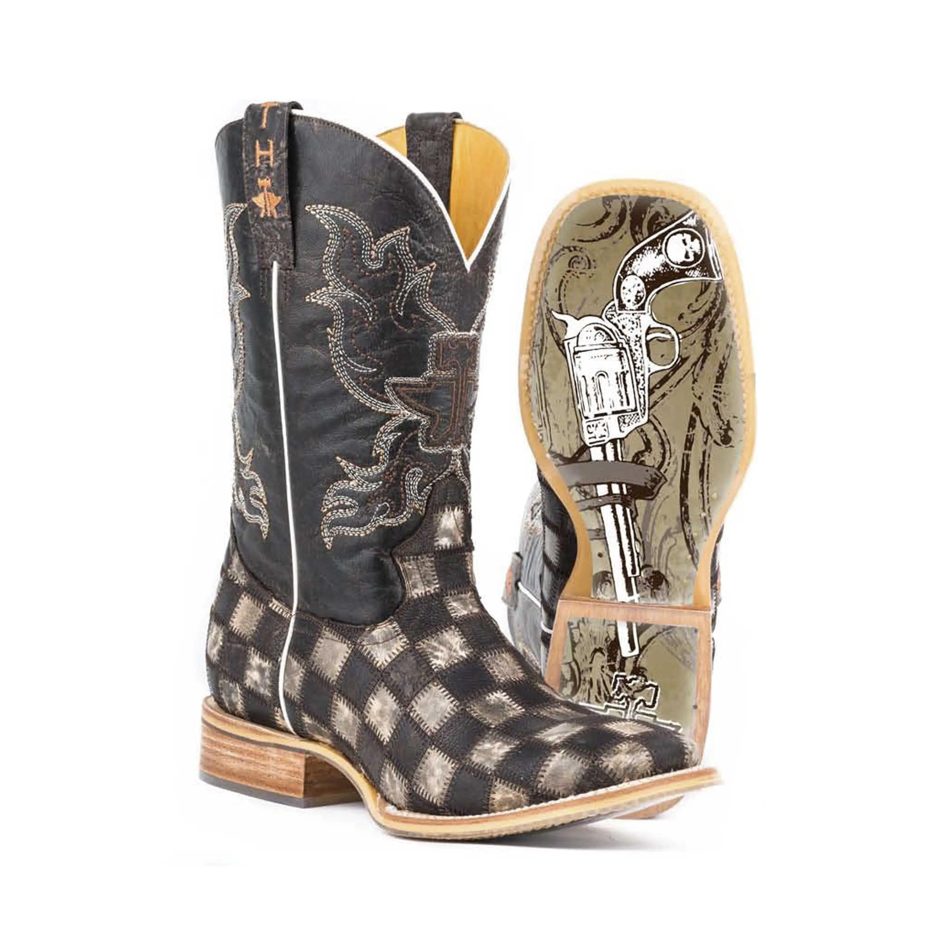 Men's Tin Haul "Gun Metal Check" Western Square Toe Boot