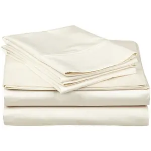 212 MAIN Egyptian Cotton 400 Thread Count Solid Ivory California King Bedsheet Set - Soft Bedding Sheets, Premium Bedsheet Sets for Bedroom Use