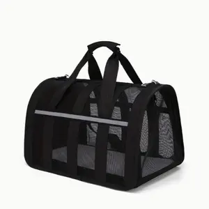 Portable Pet Travel Bag, Foldable Fabric Harness, Dog or Cat Carrier, Animal Carrier, Locking Safety Zipper, Airline Approved, Convenient & Safe
