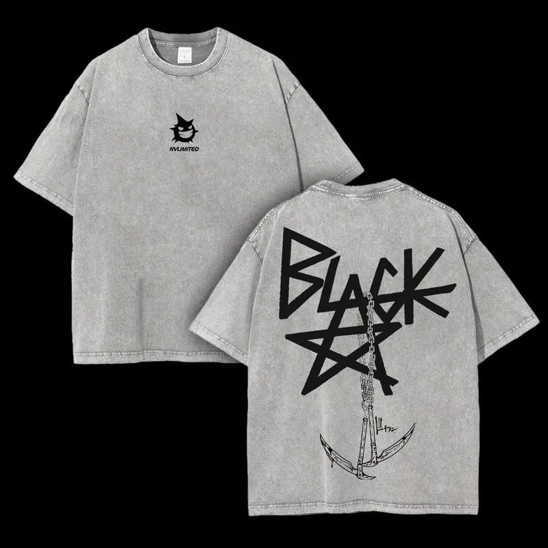 valentine shirts  Retro Vintage Blackstar X Chain Scythe - Soul Eater Anime Double Printed  Washed T-Shirt Unisex Mineral Anime Manga Wash Heavy Cotton T-shirt, Gift For Anime Fan Lover,fathersdaygift
