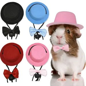 Cute Pet Hat Set for Hamsters, Rabbits, Hedgehogs, Role Play Animal Collar, Adorable Bow, Pet Clothing Ensemble