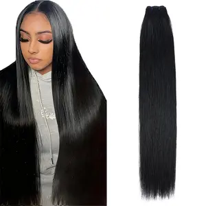 Estrella Hair 14A Raw Human Hair One Bundle 100% Brazilian Virgin Straight Bundles Human Hair, Sliky Boutique Extensions, Can Be Dyed and Restyled, Full Ends, Vertical Smooth（14~26 inch）