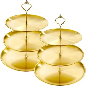 1pcs Stainless Steel Three-layer Luxury Cake Rack Elegant Dessert Display, Fruit Tray, Birthday Party Centerpiece, Removable Storage, Durable, Easy to Clean, Perfect for Christmas, Restaurants, Family Gatherings, Table Decoration, and Party Supplies