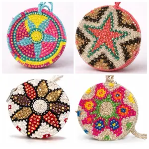 Artisan Wayuú Crystal Coin Purse – Handwoven Mini Statement Pouch