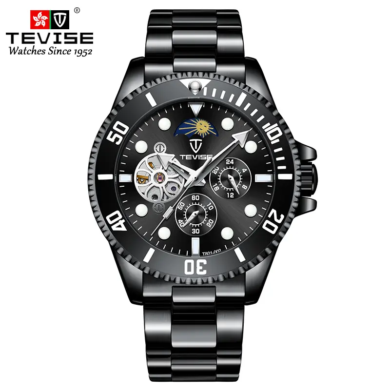 TEVISE men's watch - business gentleman mechanical watch - fashionable men's watch - Valentine's Day gift for men - fashionable men's luxury - stainless steel strap - luminous - tourbillon - perfect gift for Christmas, relojes para hombres