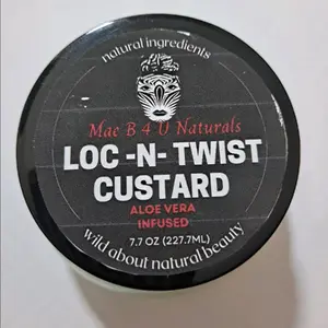 Loc -n- Twist Custard Silicone Free Fragrance Free Anti-dandruff Amino Acid Organic Oil Control Best results use on damp hair. For natural hairstyles such as braids, twists, curly, wash n gos, finger coils and locs.