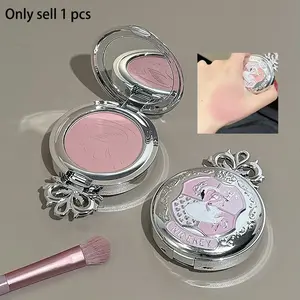 Ballerina Single Color Blush Powder Matte Finish Low Saturation, Quick Application with Mirror, Portable Makeup Palette, Makeup Beauty Cosmetics, 3 Colors Available