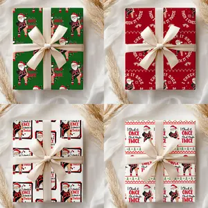 Funny Santa I Check It Once Wrapping Paper, I Check Maybe Twice Gift Wrap, Cute Xmas Quote Festive Present Wrap