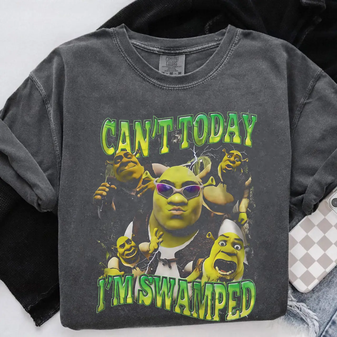 Comfort Colors, Shrek Funny Shirt Shrek Can't Today I'm Swamped Shirt, Meme funny Shirt