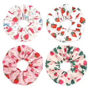 Strawberry Hair Scrunchies for Women Girls Cute Fun Fruit Elastic Hair Ties Ponytail Holder Party Favors Hair Accessories Ardorchid