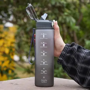 Large Capacity Water Bottle, Portable Gradient Sports Drinking Cup with Time Scale for Outdoor Sports, Drinking Bottle for Home Office School