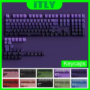 PBT Keycaps - Side Print Keycaps 60 65 75 100 Percent, Double Shot Shine Through Custom Key caps, OEM Profile, Height Keycaps Side Gradient, Minimalist Style Phantom for MX Switche Mechanical Keyboard