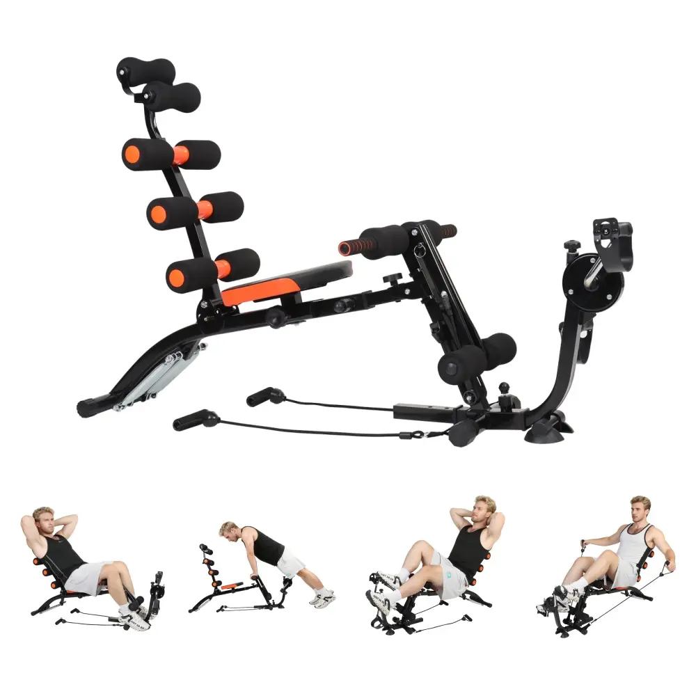 Adjustable Weight Bench & Ab Crunch Machine - Home Gym Strength Training Exercise Equipment for Full-Body Press, Arm, Leg Workouts - 220 LBS Capacity, Women's Fitness Gear for Ab Training