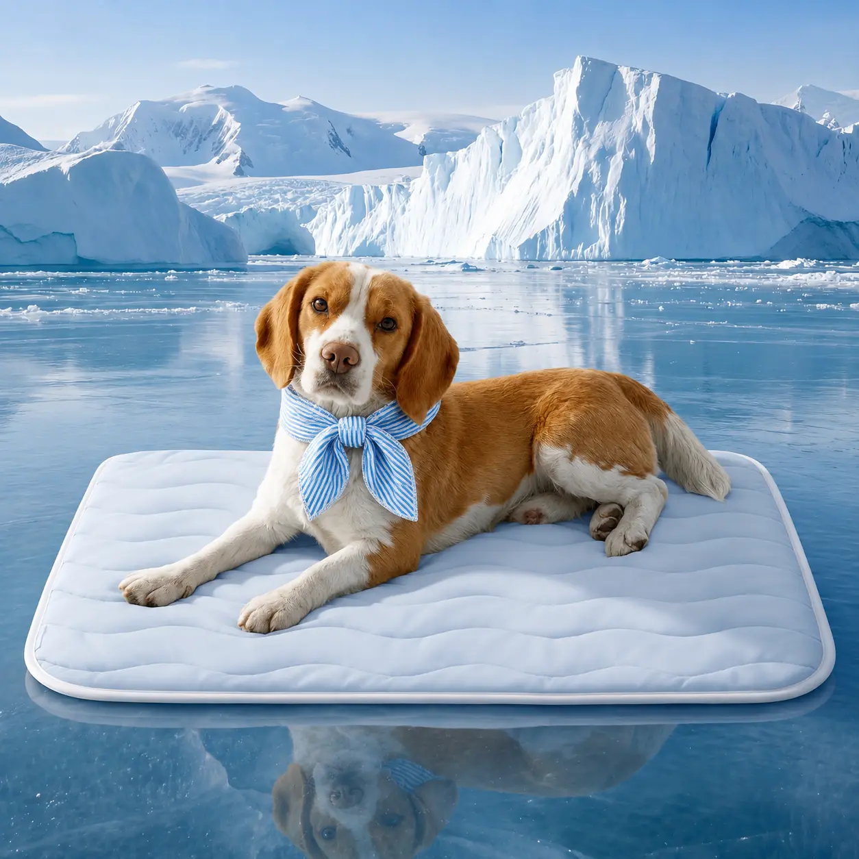 2-Piece Dog Cooling Set, 35x23in Washable Breathable Cooling Mat + Cooling Collar, Gel-FreeCool-to-Touch Pet Pad for Large Dogs, Crates, Beds, Floors, Car Travel, Indoor & Outdoor Summer Comfort