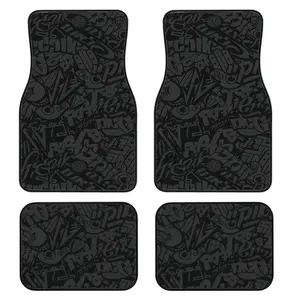 4-Piece Street Style Car Floor Mats, Universal Fit for All Vehicles, Stylish Graffiti Design, Easy Clean, Protects Interior Comfortably, Car Mats Set