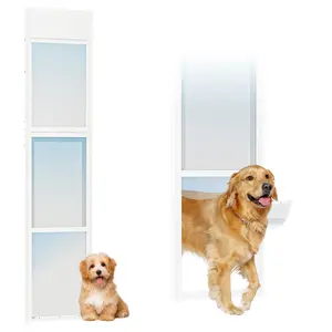 Naudacaa Dog Door for Sliding Glass Door, 4 Types Adjustable Height, Insert Pet Door Panel with Lock for Renters and Apartments, Ideal for Small Dogs and Cats