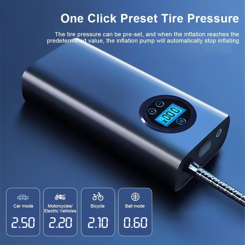 Portable Wireless Car Tire Inflator, Tire Pressure Monitor, Car Accessories Women, Car Stuff, Rechargeable Car Tire Air Pump, Powerful Cordless Tire Inflator, Digital Display, Lightweight, Compact, Vehicle Tire Inflator