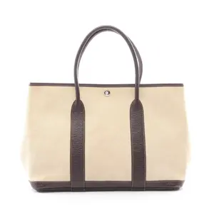 Pre-owned HERMÈS Canvas Tote Bags Hermes Garden Party PM Toile H Buffalo Tote Bag