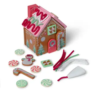 Melissa & Doug Pink Wooden Gingerbread House Reusable, Mess-Free Play Set Activity for Boys and Girls