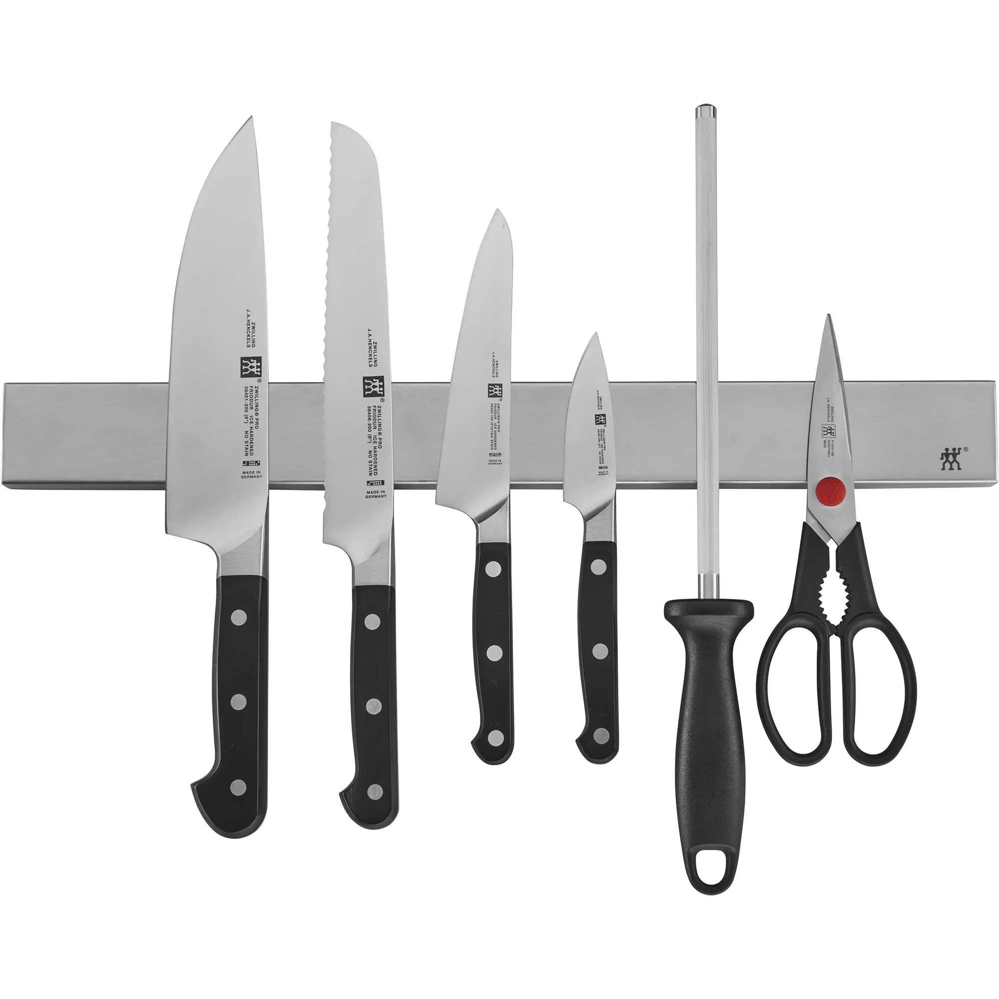 ZWILLING Pro 7-pc Knife Set w 17.5" Stainless Magnetic Knife Bar ZWILLING Pro 7-pc Knife Set w 17.5" Stainless Magnetic Knife Bar