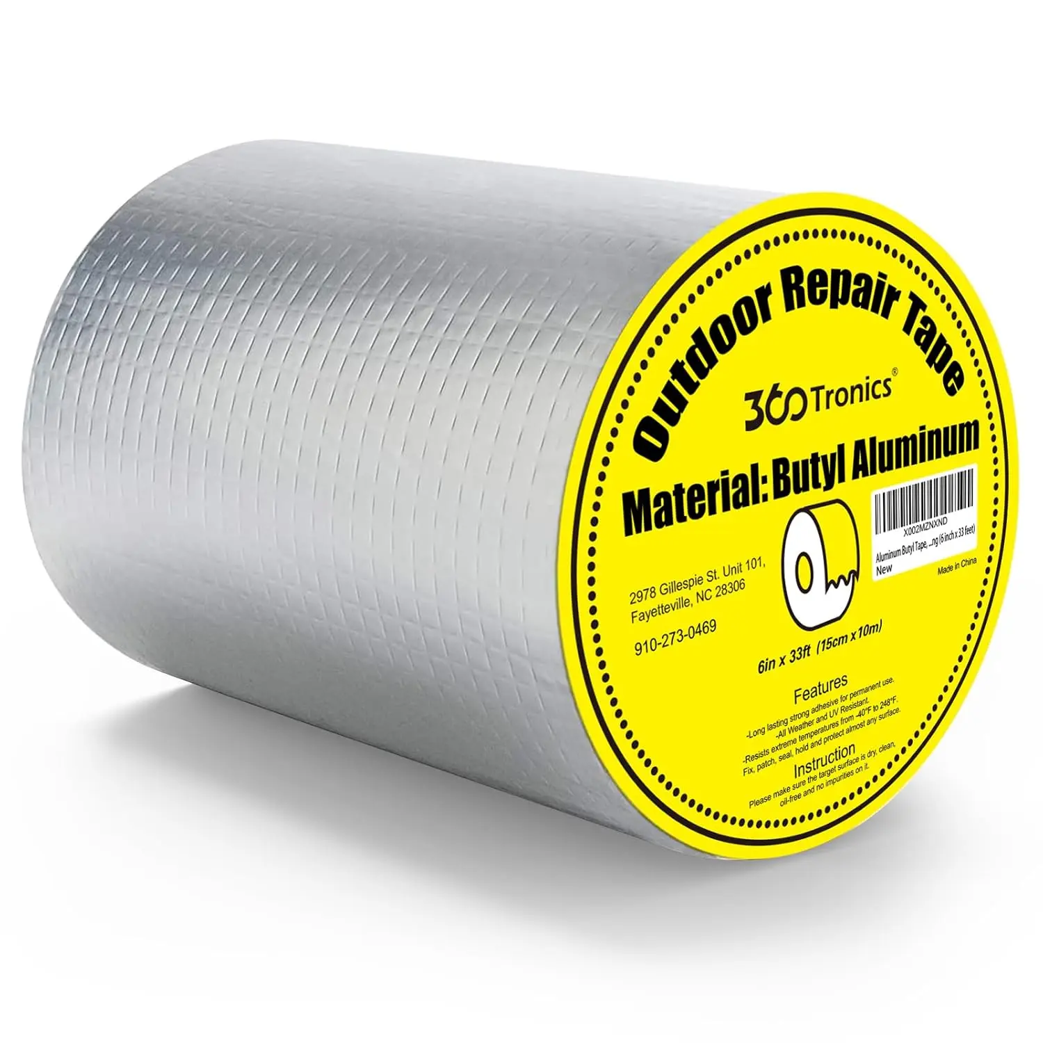 1.5mm Extra Thick Butyl Rubber Waterproof Tape, 6x33ft Self-Adhesive Aluminum Foil Flashing Tape for Homeowners’ Outdoor Leak Repairs, Sealing Metal Roofing, Brick, Galvanized Steel, Rubber Roofing, Gutters