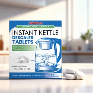 Fast Acting Kettle Descaler Tablets - Removes Limescale in 30 Mins, No Scrubbing Needed! (12 PCS), Natural Citric Acid Formula, Safe & Non-Toxic