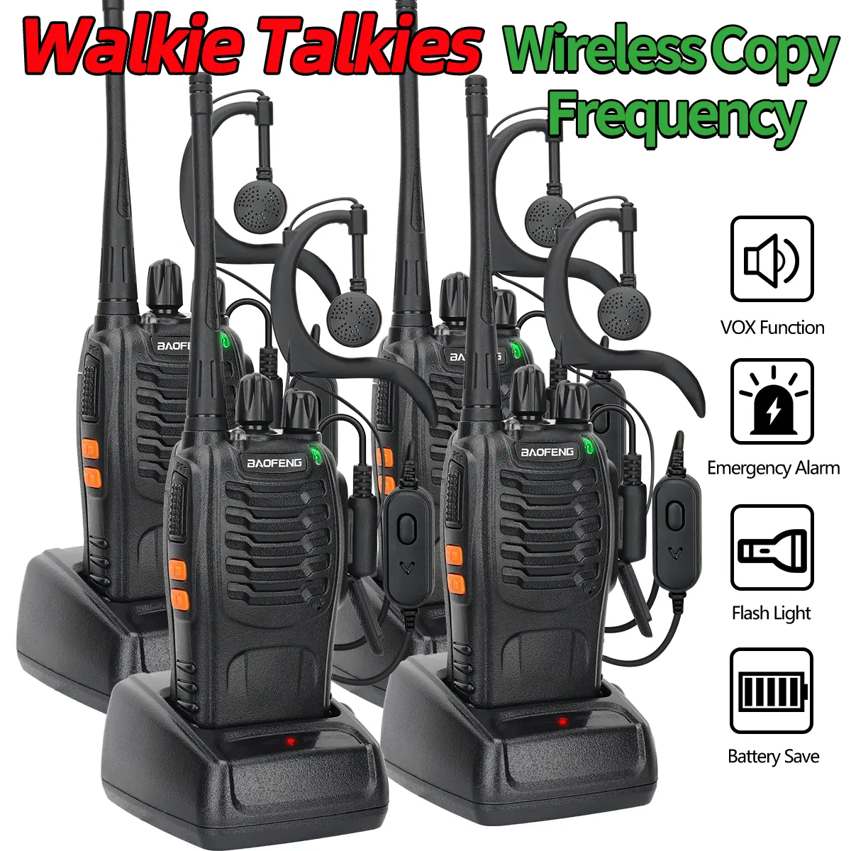 Baofeng BF-888S Pro UHF 400-470MHz Compact Handheld Ham Radio, 2-Way Radios with Clip, Long-Range Wireless Frequency Copy Portable Transceiver for Outdoor Camping, Two Way Radios