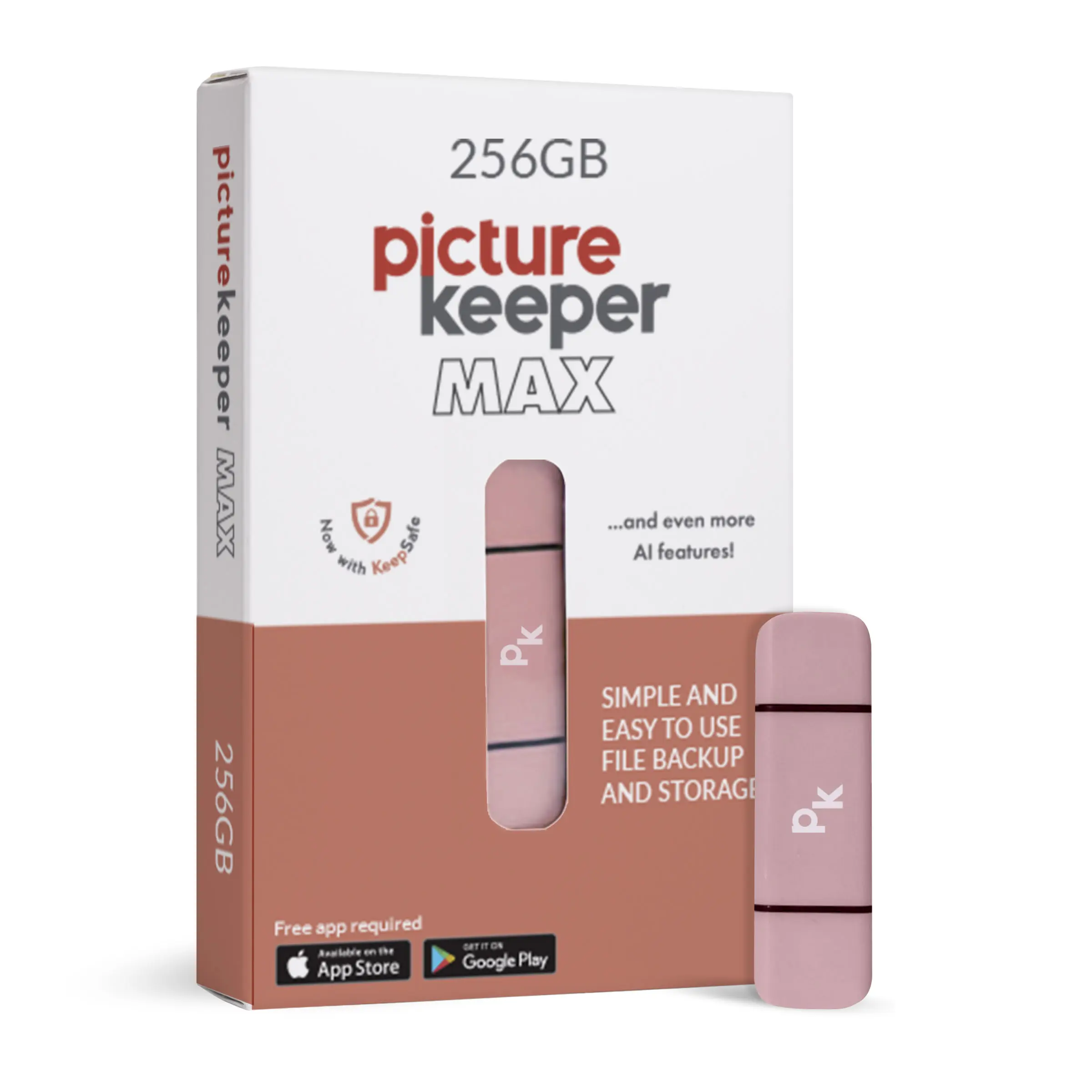 Picture Keeper MAX 256GB, Photo Backup for Smart Phones, Computers, and Tablets