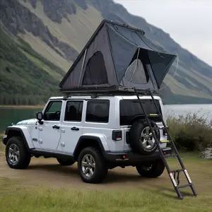 Rooftop Tent Hard Shell For 2-3 Persons Weatherproof Camping Shelter For Jeep, SUV, Or Truck With Ladder - Easy Install, Durable Aluminum Framed Construction, Rainproof Canvas, All-Season Off-Road Adventure Gear