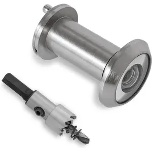 Security Adjustable Door Peephole Viewer with Rotating Privacy Cover, Wide Angle Peephole Fits 1.38-2.17in Doors, Comes with Drill bit, Satin Nickel Finish