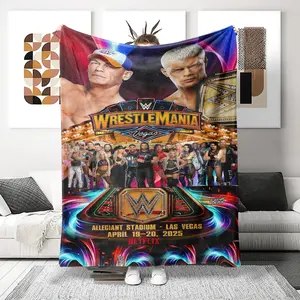 Ultra-Soft Flannel Woolen Blanket, Vibrant Wrestlemania Vegas Print, Perfect Gift for All Occasions, Cozy & Skin-Friendly