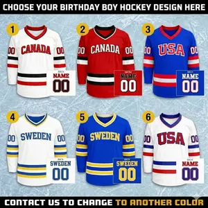 Custom USA Hockey Jersey – Personalized Country Flag Jersey with Name & Number – Toddler to Adult Sizes – Ice Hockey Fan Gear in all Colors