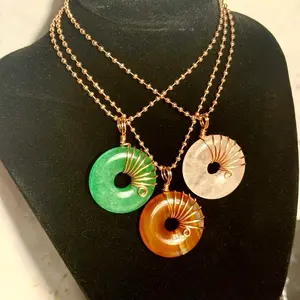 Handmade round drop copper necklace