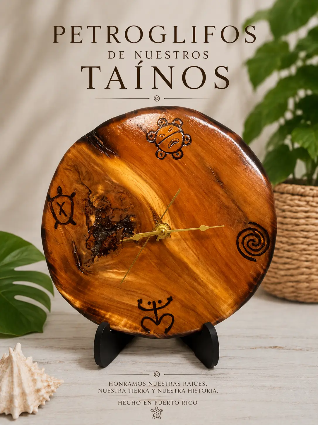 Taino Wooden Clock