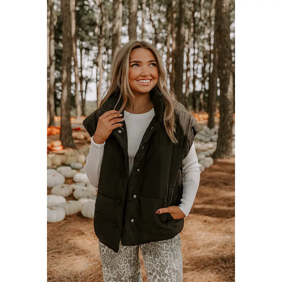 Brisk Stroll Puffer Vest in Black