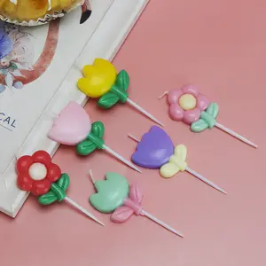 Enchanting Tulip Bloom Birthday Cake Candles - Instagram-Style Colorful Spring Flowers, Small Flower Eggs, Party Candles, Gift Items for Celebrations - Healthcare, Treatment