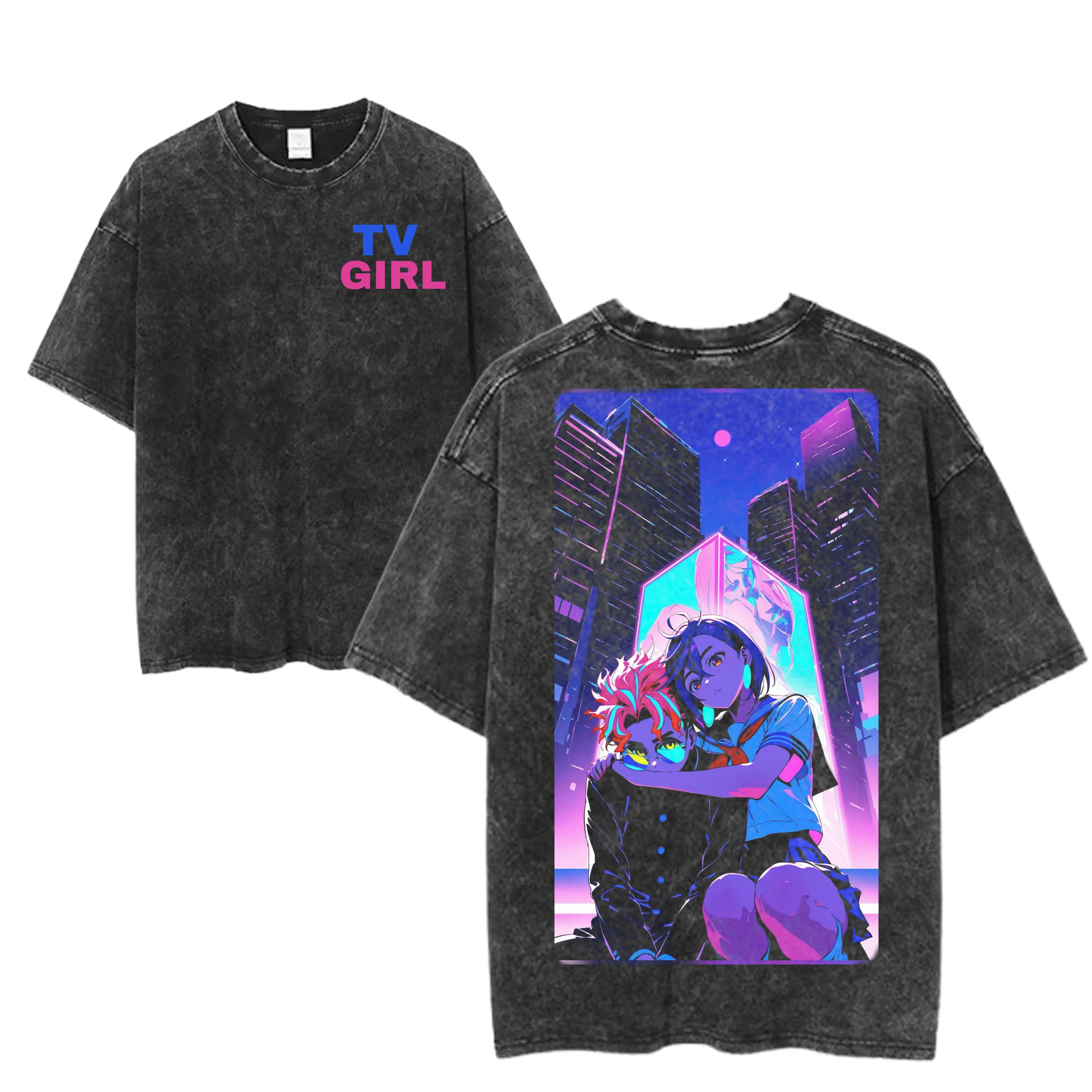 TV Girl T-Shirt, Dandadan Manga Graphic Tee, Vintage Synthwave Streetwear, Unisex Cyberpunk Shirt, Music Fan Gift