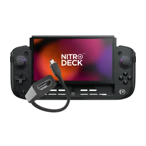 Nitro Deck+ for Switch & OLED Switch Clear Black Edition with HDMI Adapter - Enhanced Comfort - Docked Mode - No Stick Drift - Programmable Buttons - Companion App