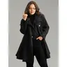 BloomChic Women's Plus Size Long Sleeve Regular Fit No Stretch Solid Asymmetrical Lapel Blazer-Style Jacket - Lightweight Breathable Polyester-Rayon Coat, Button Front, Pockets, Hand Wash Only, Low-Temp Iron, Ideal for Back to School,SohoChic