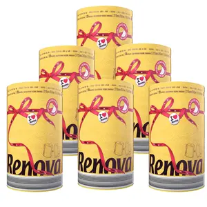 Renova Yellow Paper Towel Jumbo Roll 2 Ply 120 Highly Absorbent Sheets Set of 6