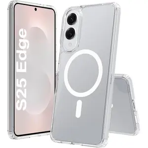 Entronix [Magnetic] Case Compatible with Galaxy S25 Edge - [Hard Back] Slim Clear