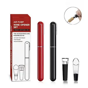 【Black Friday】Air Pump Wine Opener Set – 3-in-1 Wine Accessory Kit with Vacuum Stopper & Drip-Free Pourer |Easy Bottle Opening, Wine Preservation & Pouring | All-in-One Wine Gift Kit for Home, Restaurant & Wine Lovers