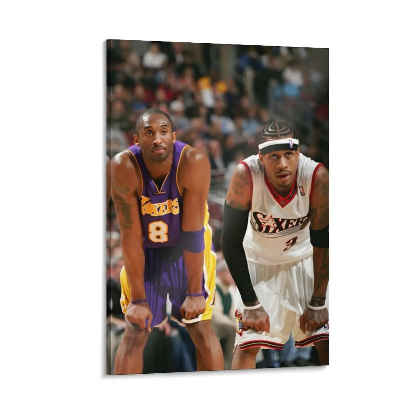 NBA Kobe Bryant & Allen Iverson 2001 Rivalry Side-by-Side Glossy Decorative Print Poster, Home Decor Wall Art for Bedroom, Living Room
