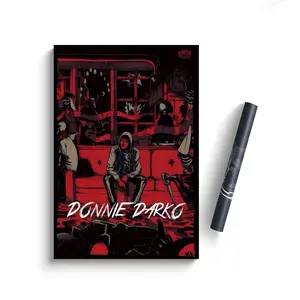 Classic Horror Film D-Donnie D-Darko Poster Self-Adhesive Waterproof Art Sticker, Aesthetic Minimalist Wall Poster for Coffee Shop, Bar & Home Room Decor