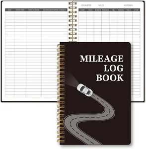 Auto Mileage Log Book for Taxes, Vehicle Maintenance Log Book, Mileage Tracker for Car, Spiral Bound Mileage Log Book for Expense Rocord Notebook, 5.9"x 8.6", Black